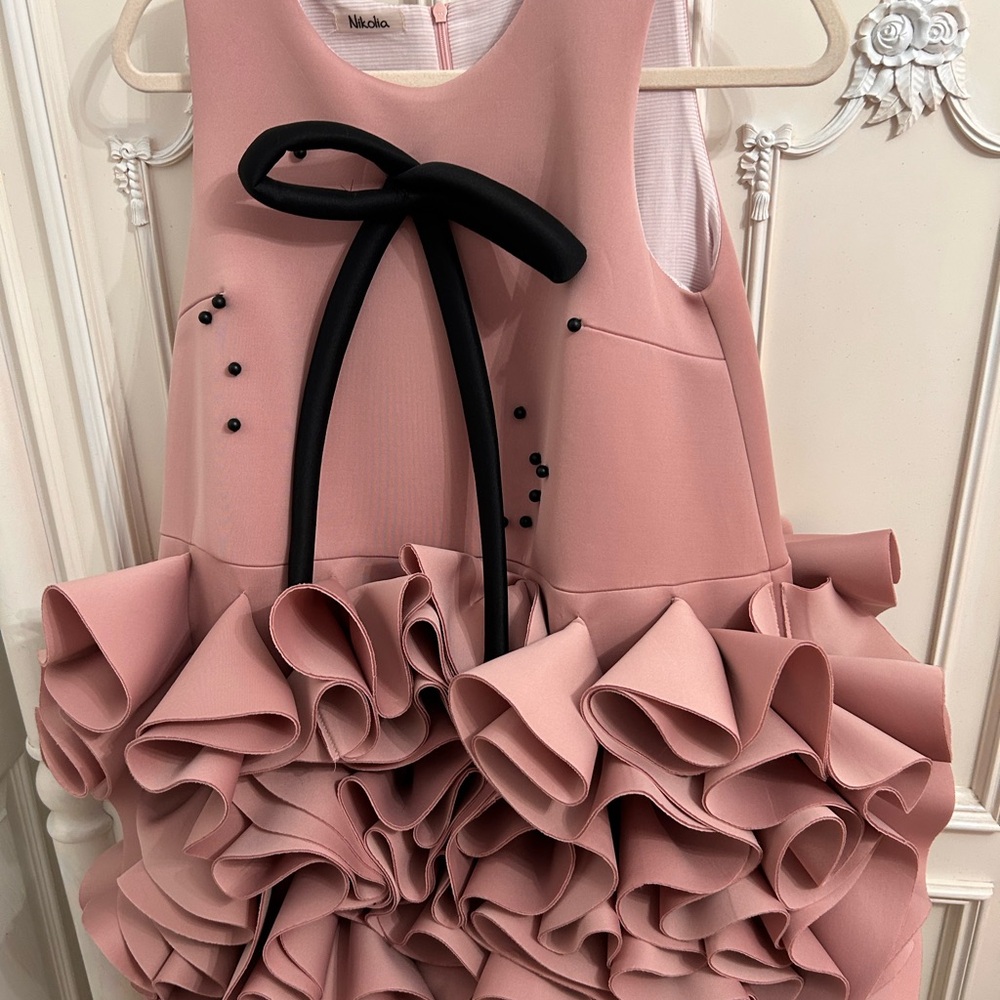 Pink Ruffled Tiered Fit and Flare Dress